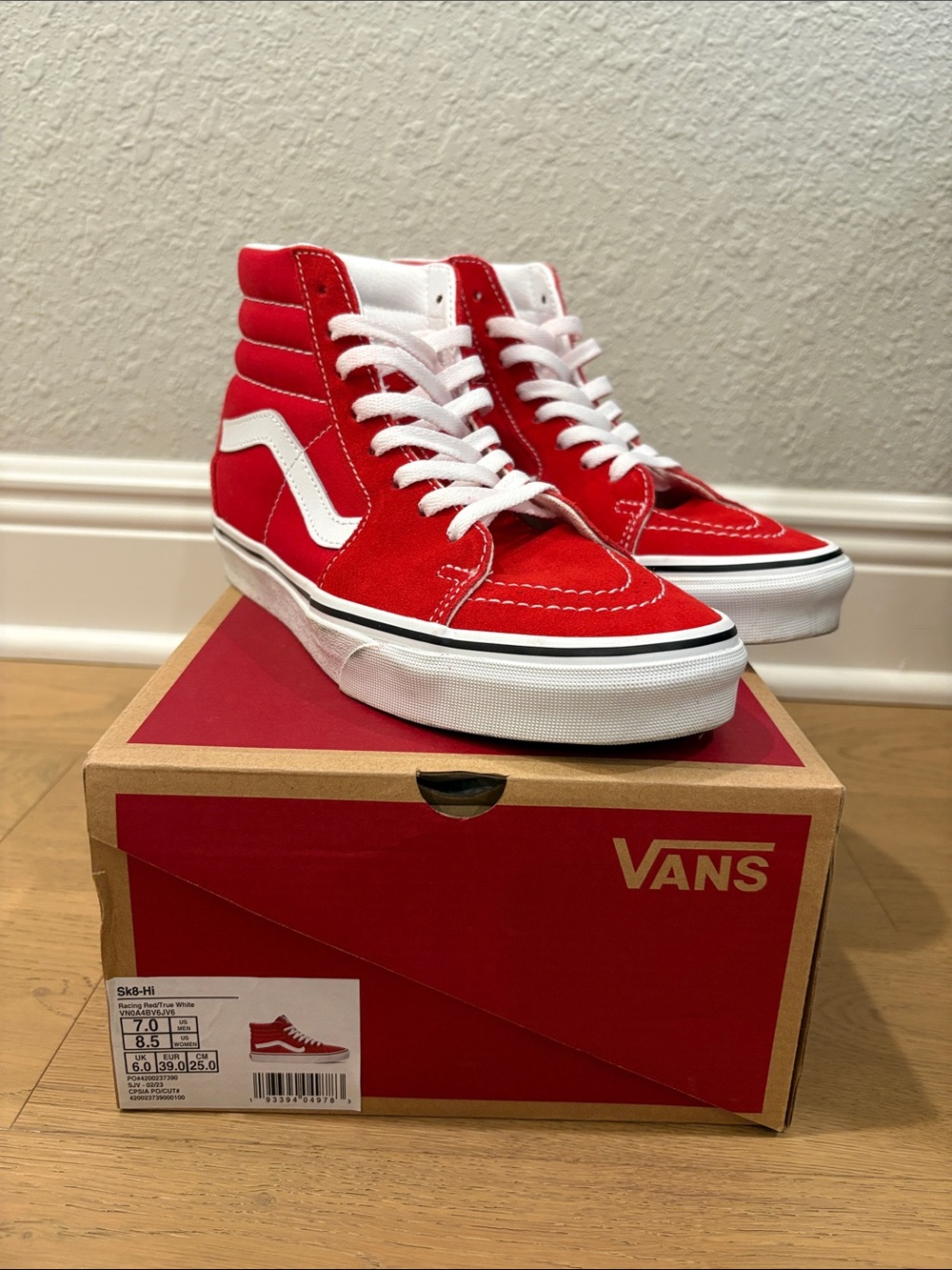 Vans Red & White Sk8-Hi Classic High-Top Sneakers